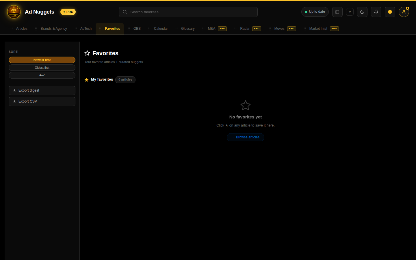 Favorites tab screenshot