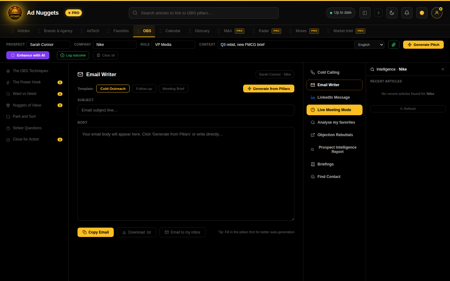 Email Writer tool