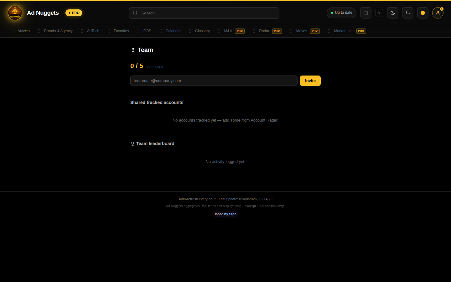Team tab screenshot